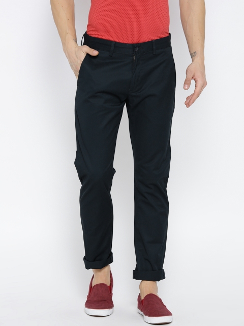 

Blackberrys Men Navy Tapered Fit Solid Formal Trousers, Navy blue