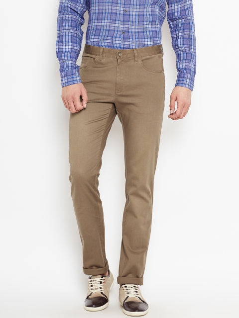 

Blackberrys Men Brown Tapered Fit Solid Trousers