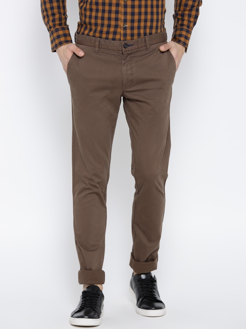 

Blackberrys Men Brown Solid Trousers