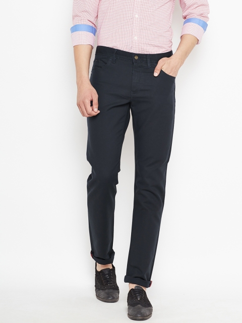 

Blackberrys Men Navy Regular Fit Solid Casual Trousers, Navy blue