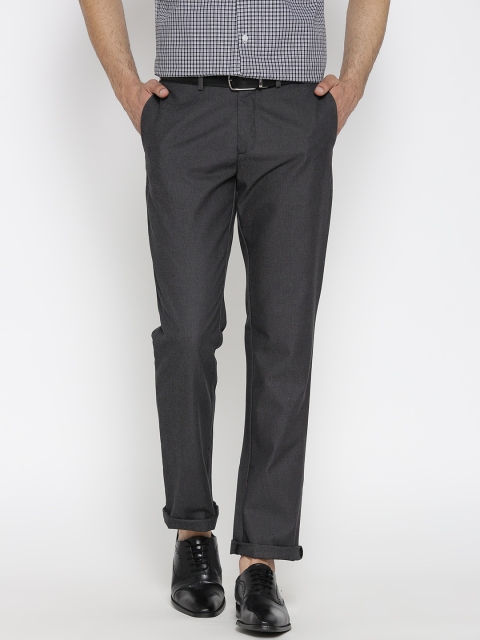 

Blackberrys Men Charcoal Grey Smart Fit Solid Formal Trousers