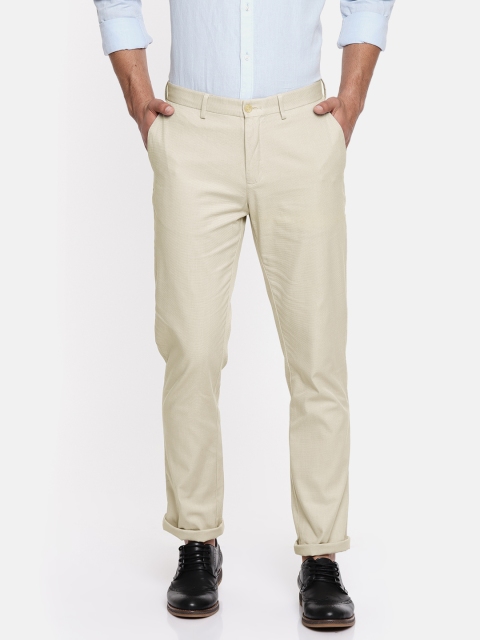 

Blackberrys Men Beige Smart Regular Fit Solid Regular Trousers