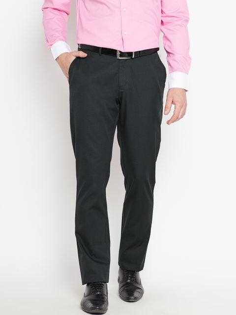 

Blackberrys Men Navy Blue Sharp Fit Solid Formal Trousers