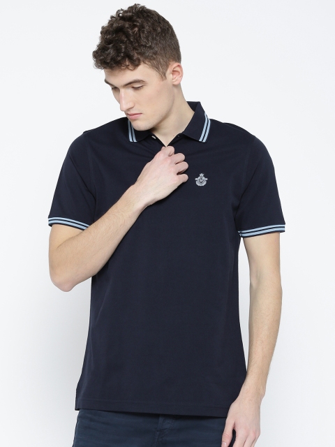 

Blackberrys Men Navy Blue Solid Polo Collar T-shirt