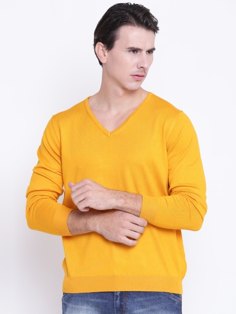 

Blackberrys Men Mustard Yellow Solid Pullover