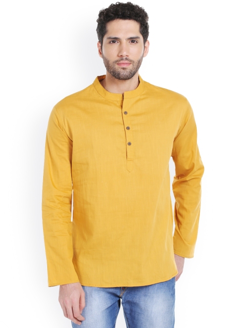 

Vivids India Men Yellow Solid Straight Kurta