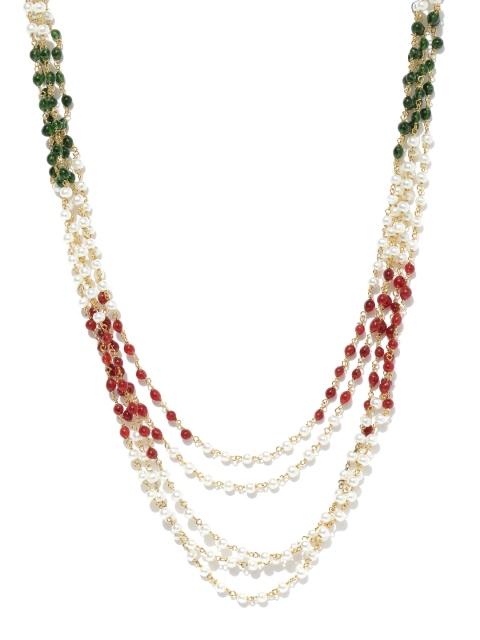 

Spargz Green & Red Metal Gold-Plated Layered Necklace