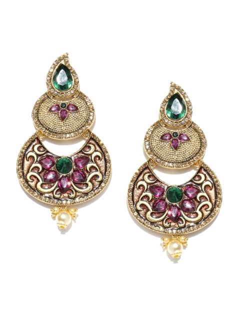 

Spargz Pink Gold-Plated American Diamond-Studded Crescent Shaped Chandbalis