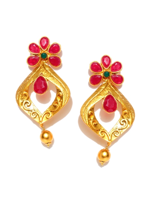 

Spargz Red & Green Gold-Plated Classic Drop Earrings