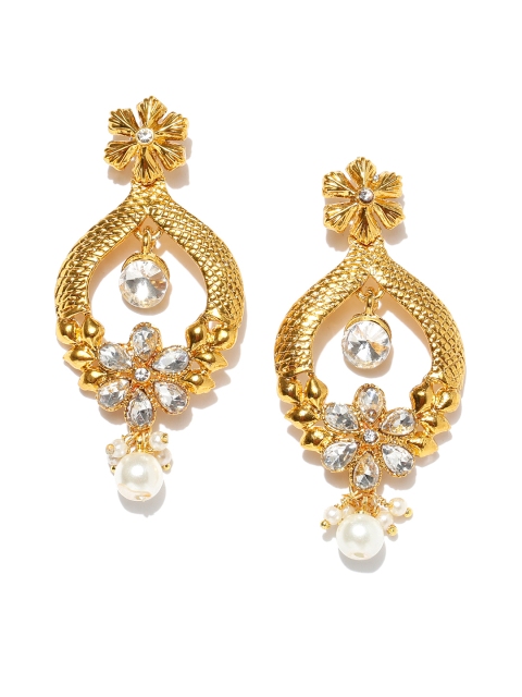 

Spargz Off-White Gold-Plated Floral Drop Earrings