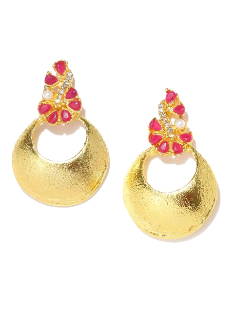 

Spargz Pink Gold-Plated Stone-Studded Chandbalis