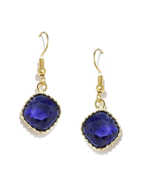 

Spargz Blue Gold-Plated Stone-Studded Drop Earrings