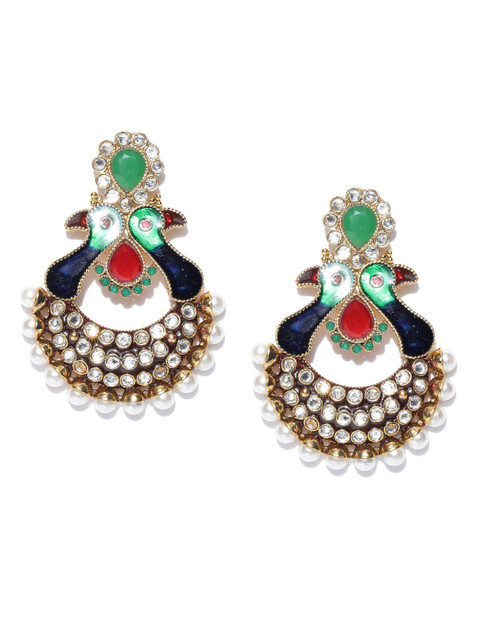 

Spargz Multicoloured Gold-Plated Peacock Shaped Chandbalis, Multi