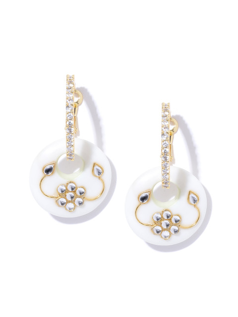 

Spargz White Gold-Plated American Diamond Studded Hoop Earrings