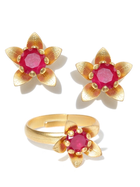 

Spargz Red Gold-Plated Ruby Stone-Studded Jewellery Set
