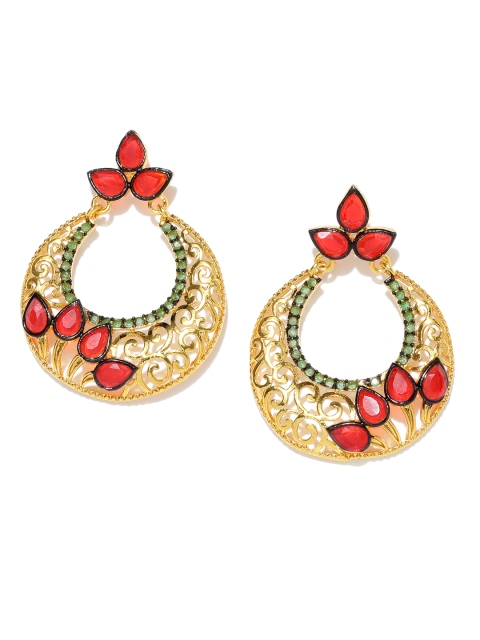 

Spargz Red Gold-Plated Circular Drop Earrings