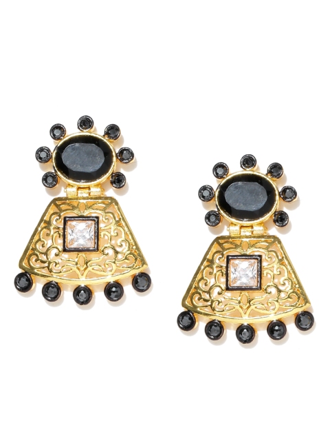 

Spargz Black Gold-Plated Contemporary Drop Earrings