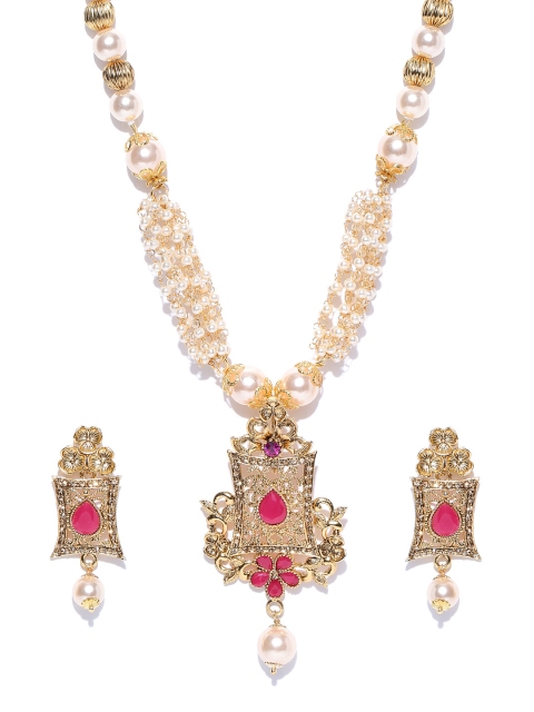 

Spargz Gold-Toned & Off-White Beaded Jewellery Set