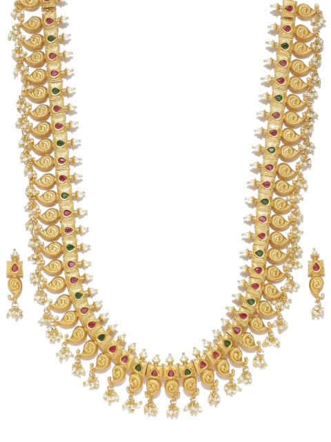 

Spargz Gold-Toned & Red Stone-Studded Jewellery Set