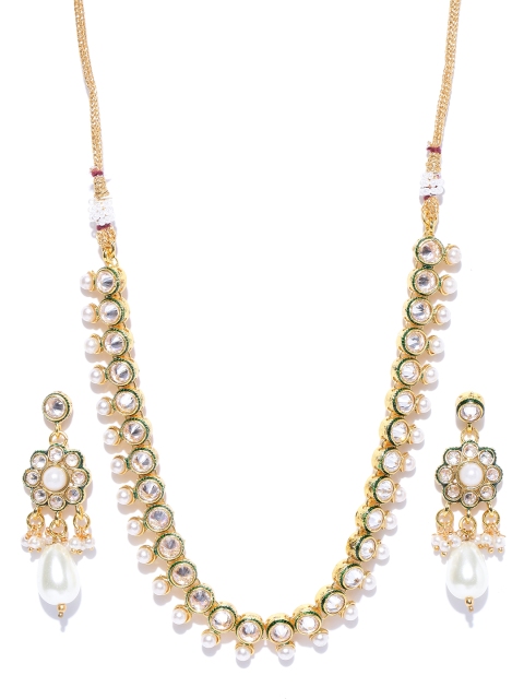 

Spargz Gold-Toned & Off-White Beaded Jewellery Set