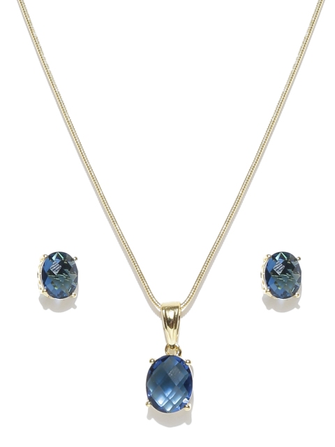 

Spargz Blue & Gold-Toned Stone-Studded Jewellery Set