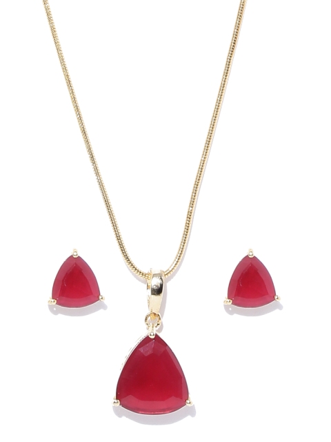 

Spargz Pink & Gold-Toned Stone-Studded Jewellery Set