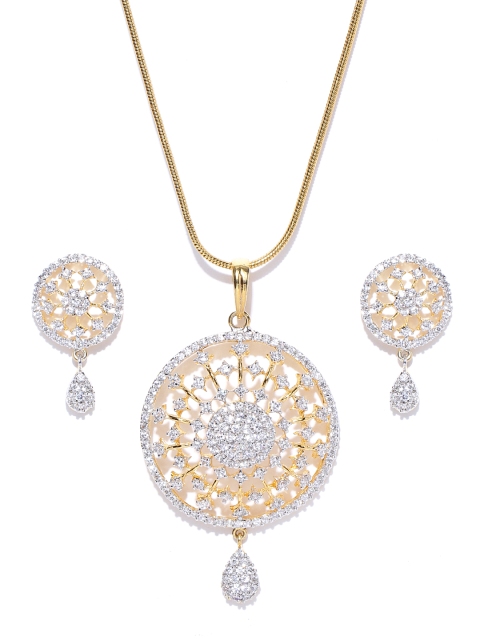 

Spargz Gold-Toned CZ Stone-Studded Jewellery Set