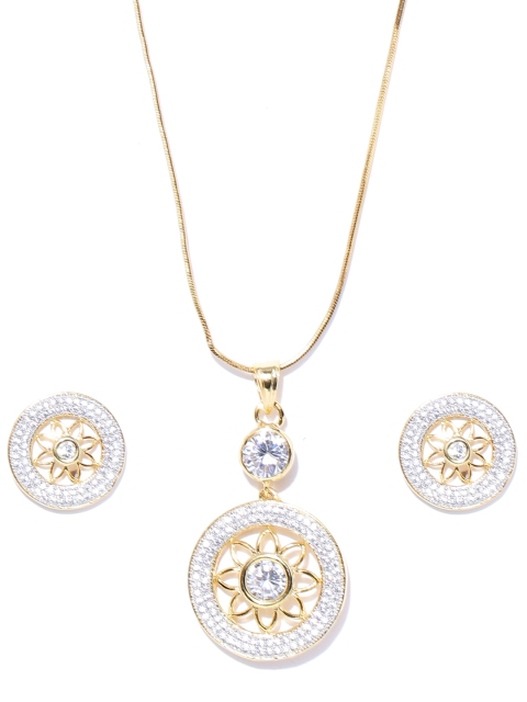 

Spargz Gold-Toned CZ Stone-Studded Jewellery Set