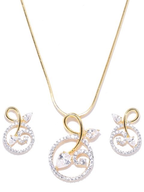 

Spargz Gold-Toned CZ Stone-Studded Jewellery Set