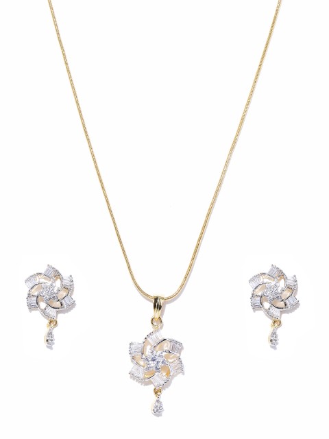 

Spargz Gold-Toned CZ Stone-Studded Jewellery Set