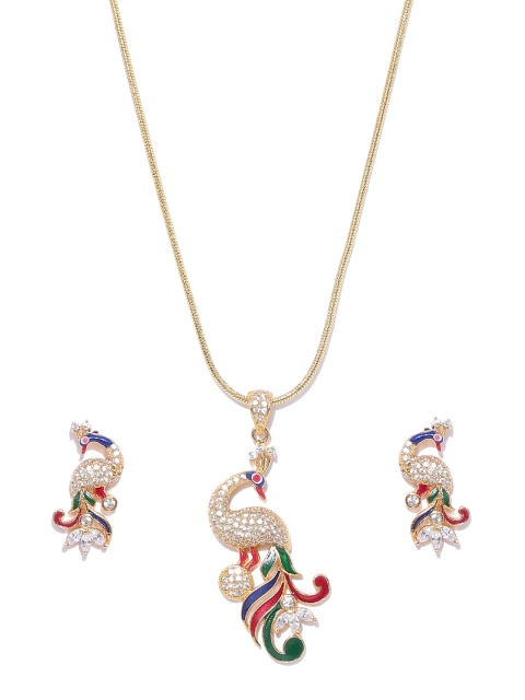 

Spargz Gold-Toned CZ Stone-Studded Jewellery Set
