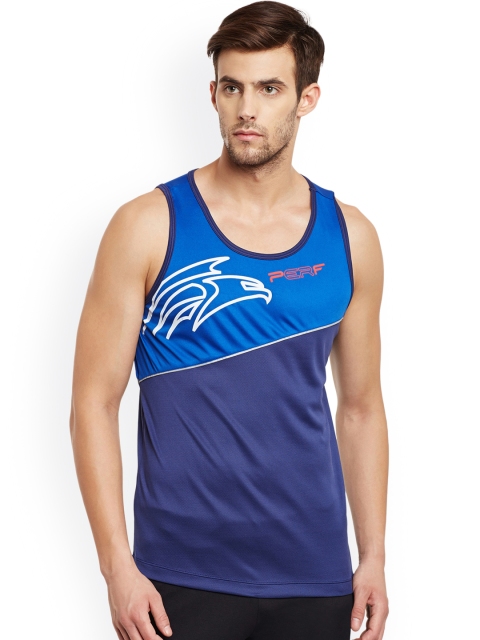 

PERF Men Blue Colourblocked & Printed Innerwear Vests