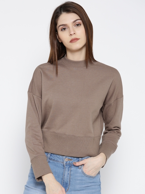 

FOREVER 21 Women Taupe Solid Bomber Jacket