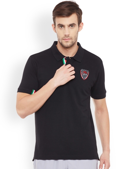 

PERF Men Black Solid Polo Collar T-shirt