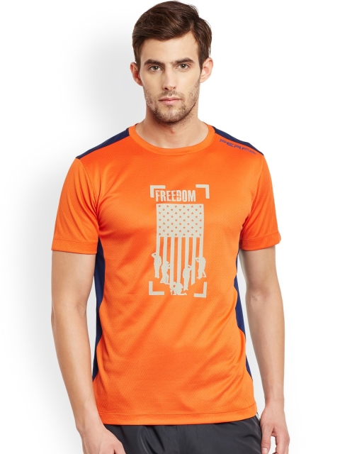 PERF Men Orange Printed Round Neck T-shirt
