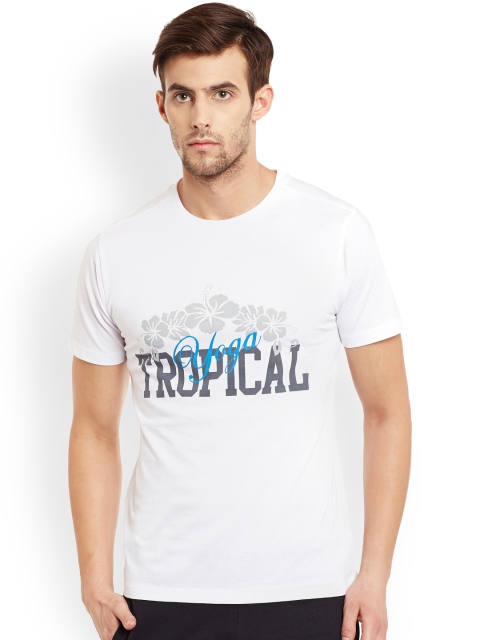 

PERF Men White Printed Round Neck T-shirt