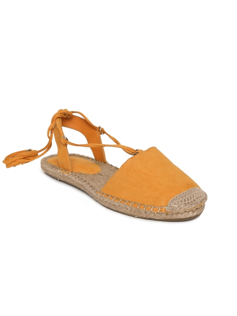 

FOREVER 21 Women Mustard Solid Canvas Flats