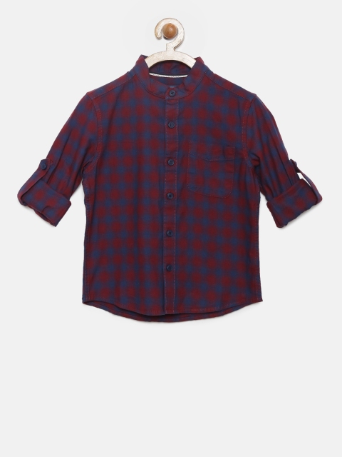 

Fame Forever by Lifestyle Boys Burgundy & Navy Regular Fit Checked Casual Shirt