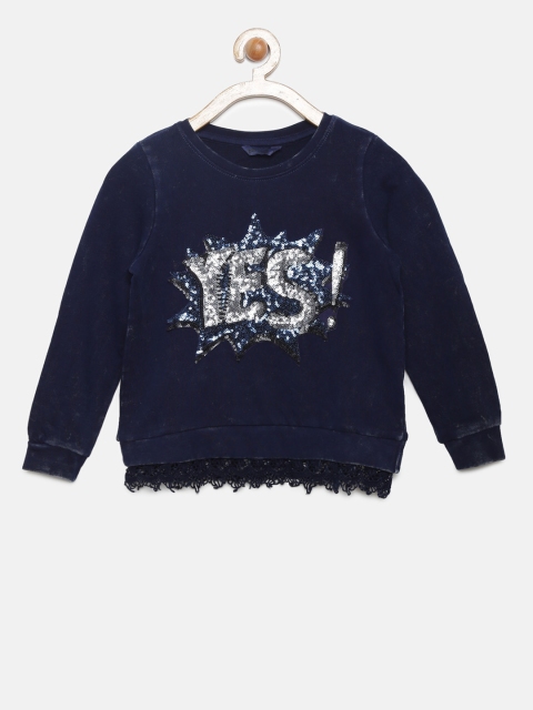 

Bossini Girls Navy Blue Sequinned Sweatshirt