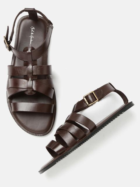 

Mast & Harbour Men Leather Brown Comfort Sandals