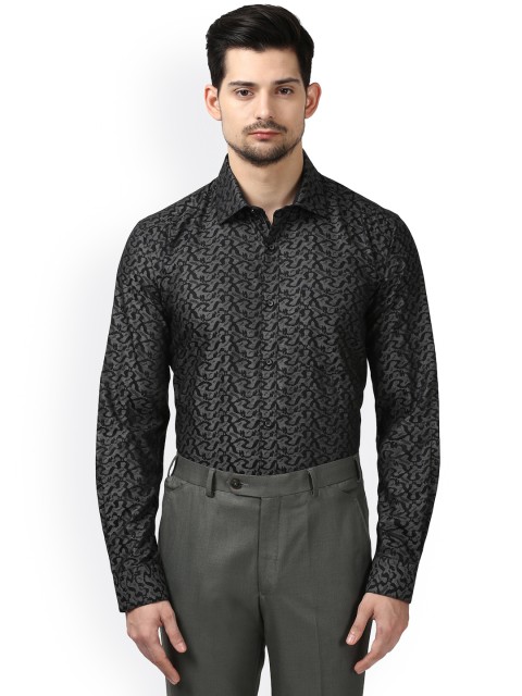 

Park Avenue Men Grey Slim Fit Solid Party Shirt