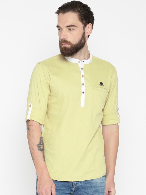 

The Indian Garage Co Men Beige Solid Straight Kurta