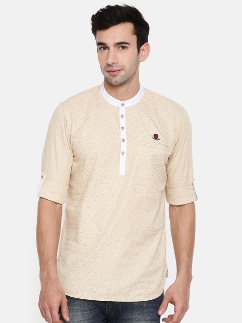 

The Indian Garage Co Men Beige Printed Straight Kurta