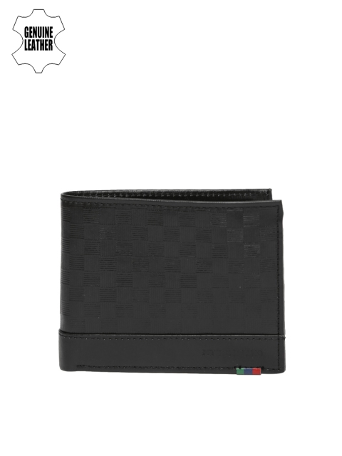 

Peter England Men Black Textured Genuine Leather Two Fold Wallet