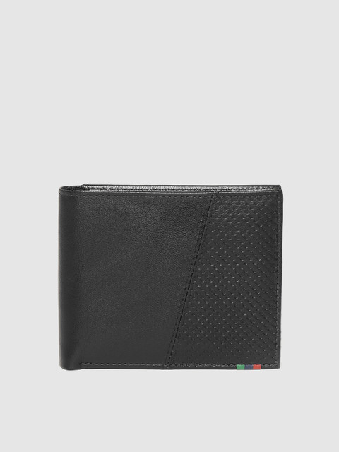 

Peter England Men Black Solid Two Fold Wallet With Textured Detail