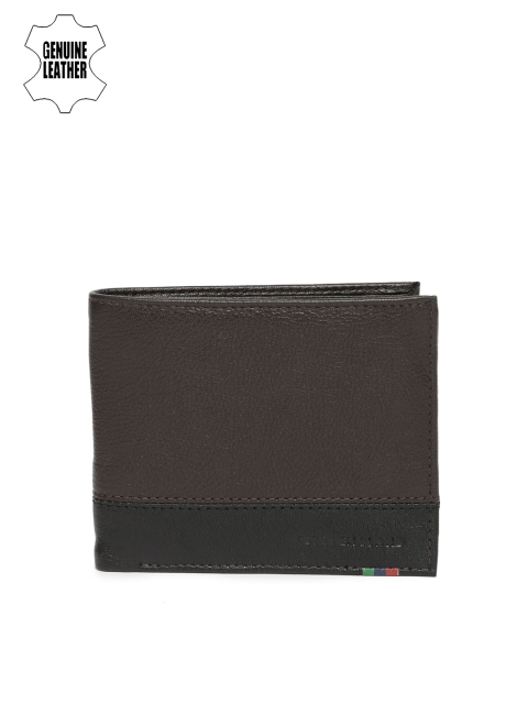 

Peter England Men Brown & Black Genuine Leather Two Fold Wallet