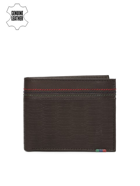 

Peter England Men Brown Textured Two Fold Wallet