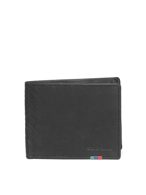 

Peter England Statements Men Black Solid Genuine Leather Two Fold Wallet
