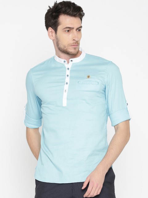 

The Indian Garage Co Men Blue Solid Straight Kurta