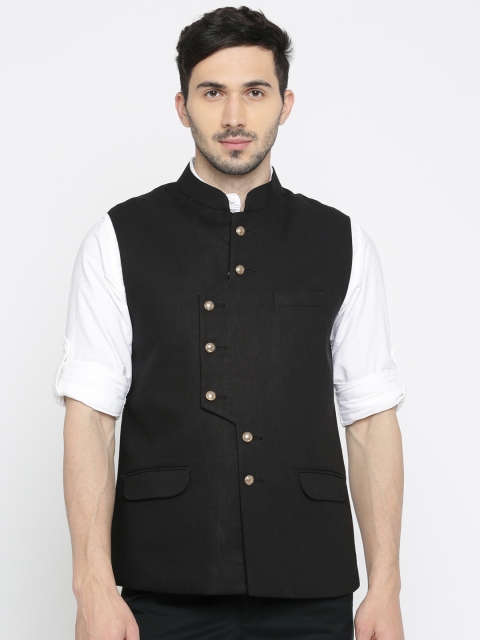 

The Indian Garage Co Black Slim Fit Solid Nehru Jacket